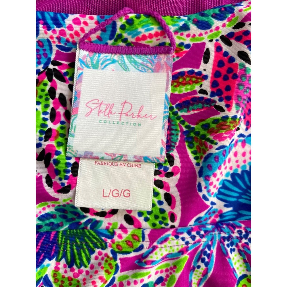 Stella‎ Parker Swimdress Womens Large Pink Floral Tropical Crossback One Piece - Picture 3 of 10